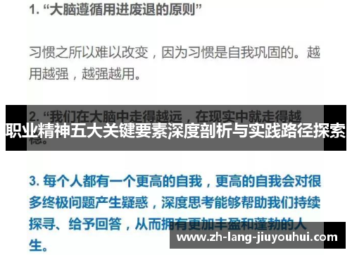 职业精神五大关键要素深度剖析与实践路径探索